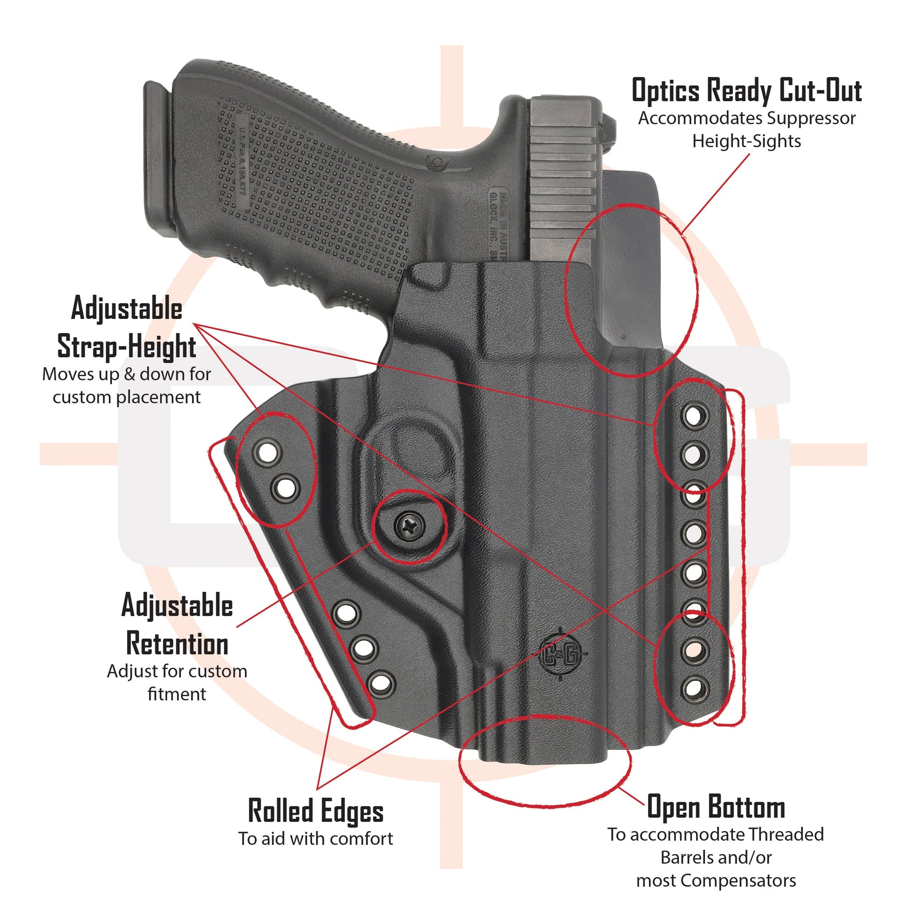 DENALI Chest Mounted Kydex Holster System, QUICKSHIP